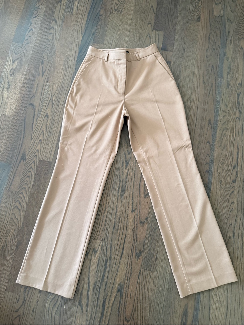 Zara Beige High-Waist Straight Trousers